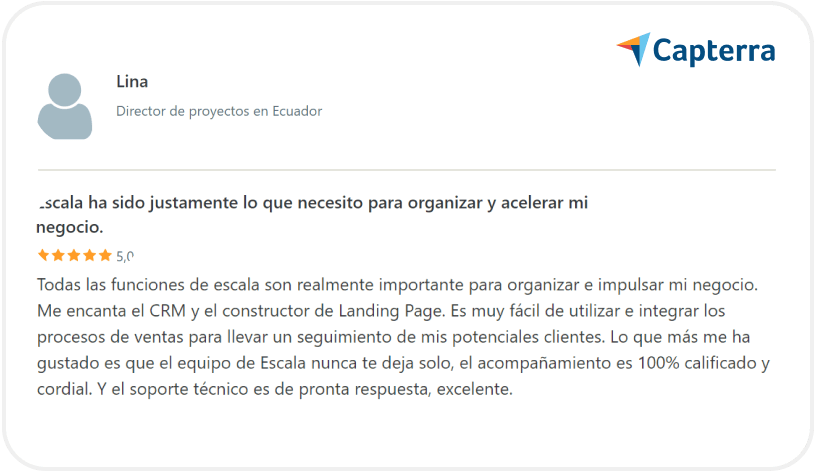 Reseña de cliente Escala