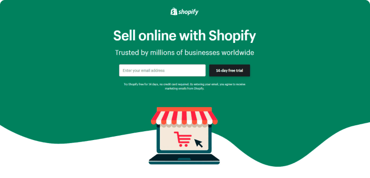 Shopify como ejemplo de landing page exitosa
