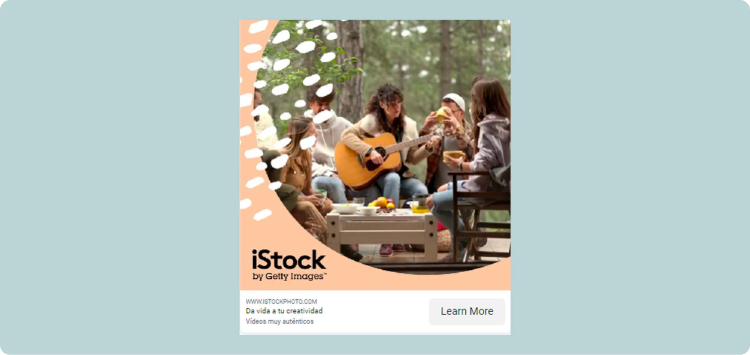  Ilustración en referencia a iStock como ejemplos de los mejores anuncios publicitarios en Facebook Ads
