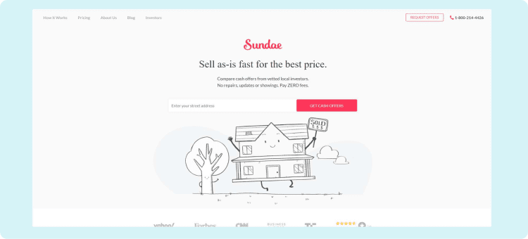  Ilustración de plantilla de Sundae en referencia a los ejemplos de una landing page para una inmobiliaria exitosa