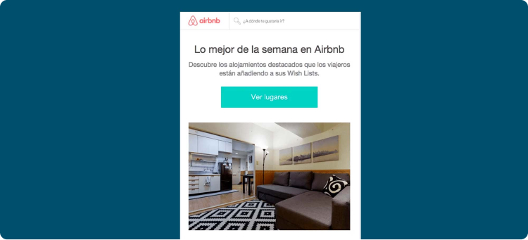  Ilustración en referencia a Airbnb como idea de ejemplos de diseño de email marketing