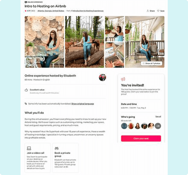 Ilustración de Airbnb en referencia a ejemplos de Landing Pages para Webinars para captar audiencias